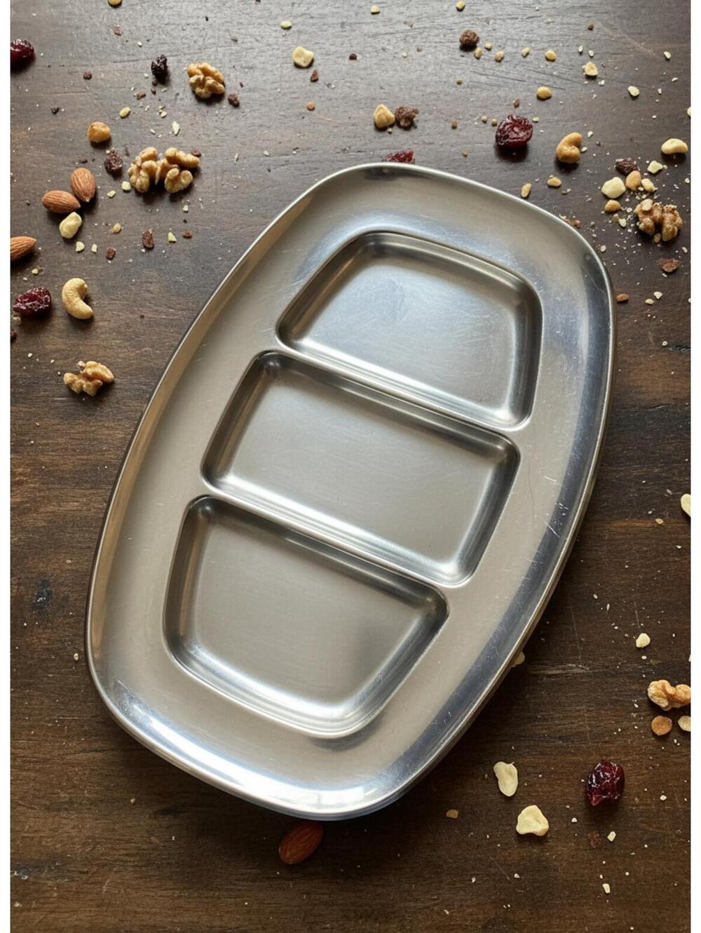 Vintage Alessi Italy Stainless Steel 3 Section Serving Tray MCM Modernist